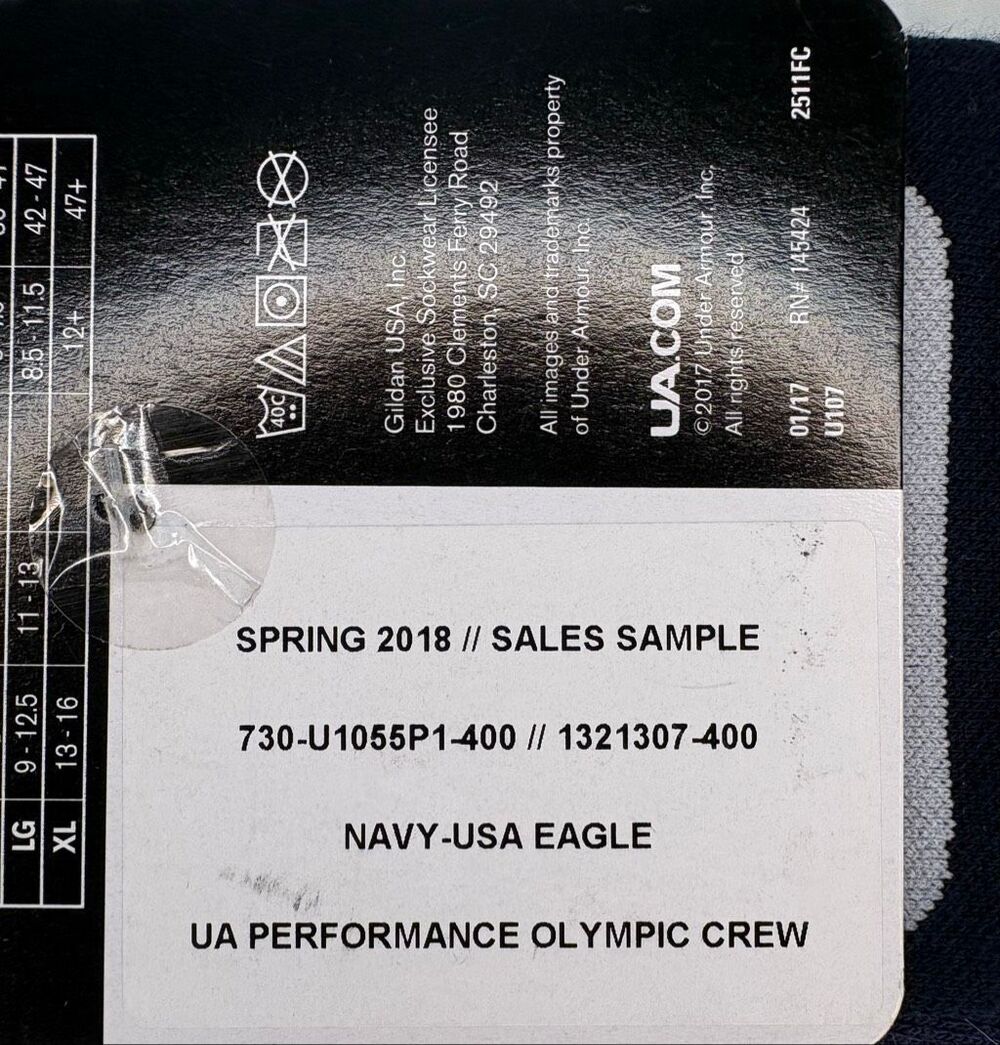 NWT Under Armour Navy Eagle USA Olympic Performance Crew socks - L - Picture 3 of 3